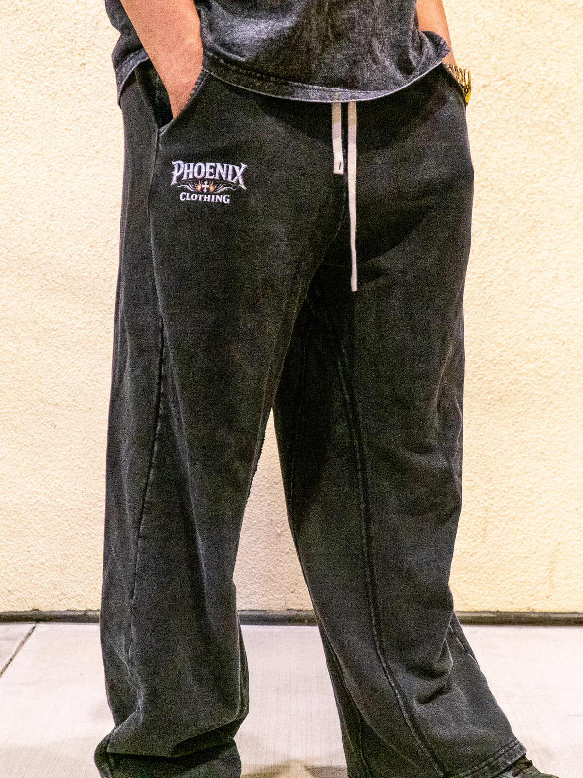 Acid Wash Oversized Tee & Wide-Leg Sweatpants Set