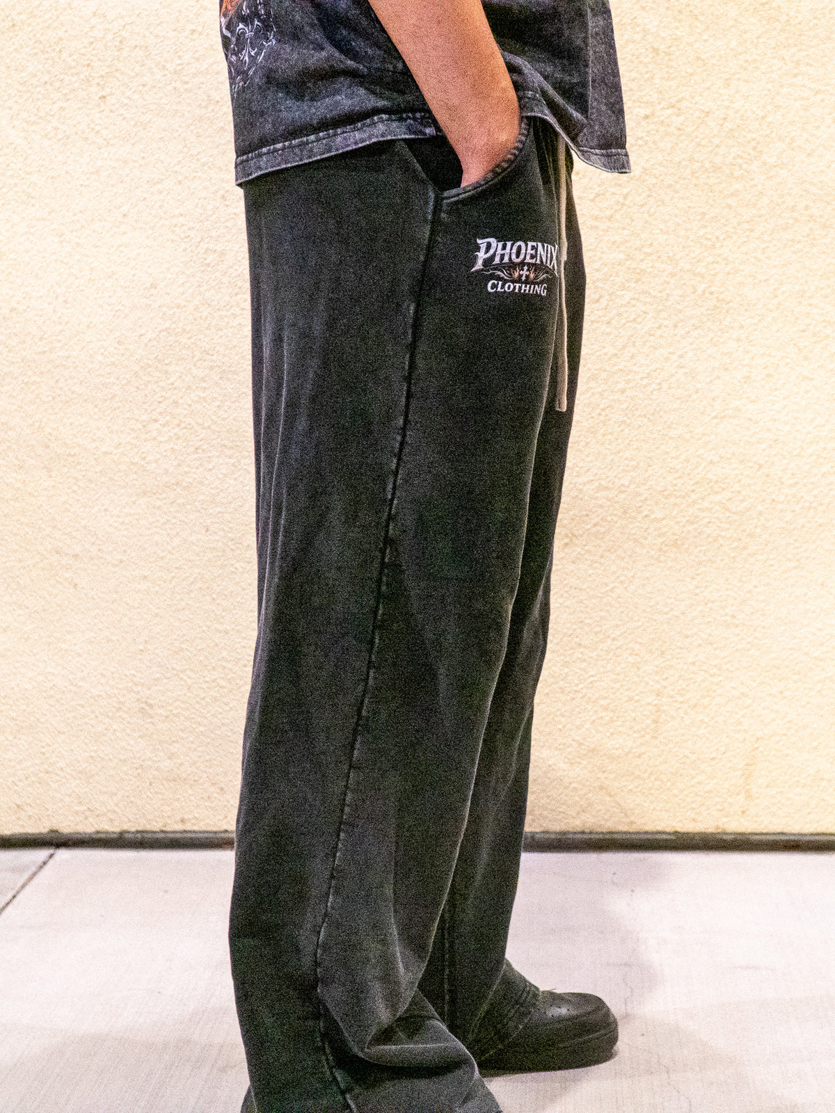 Acid Wash Oversized Tee & Wide-Leg Sweatpants Set