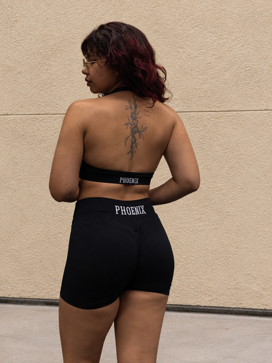 Ascent Halter Bra & Mid-Rise Workout Shorts Set